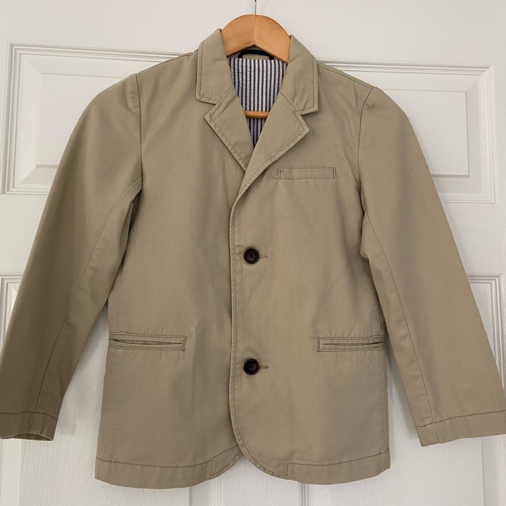 Gymboree Boy’s Light Tan Cotton Blazer  Size 7/8.